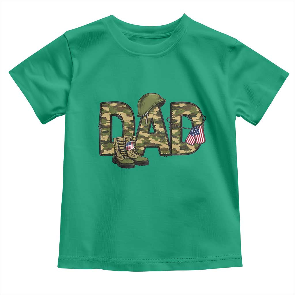 Proud Army Dad USA Flag Camo Toddler T Shirt Fathers Day Gift TS12 Irish Green Print Your Wear