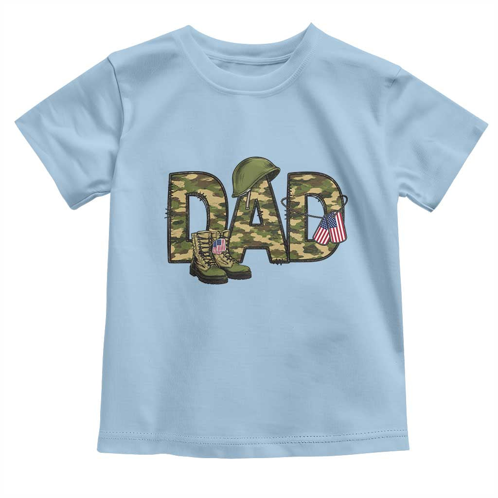 Proud Army Dad USA Flag Camo Toddler T Shirt Fathers Day Gift TS12 Light Blue Print Your Wear