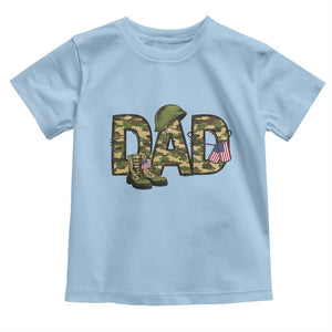Proud Army Dad USA Flag Camo Toddler T Shirt Fathers Day Gift TS12 Light Blue Print Your Wear