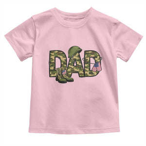 Proud Army Dad USA Flag Camo Toddler T Shirt Fathers Day Gift TS12 Light Pink Print Your Wear