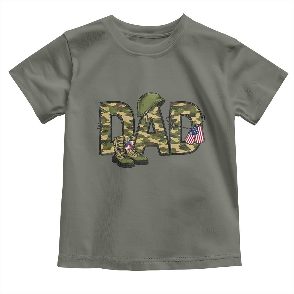 Proud Army Dad USA Flag Camo Toddler T Shirt Fathers Day Gift TS12 Military Green Print Your Wear