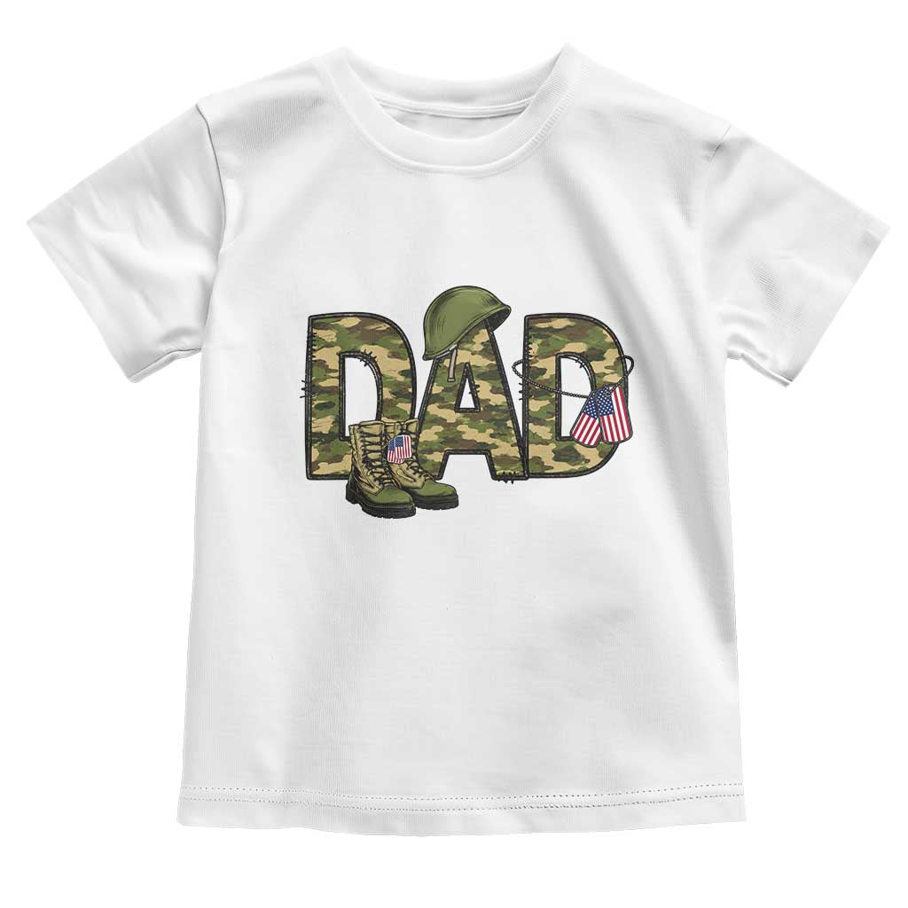 Proud Army Dad USA Flag Camo Toddler T Shirt Fathers Day Gift TS12 White Print Your Wear
