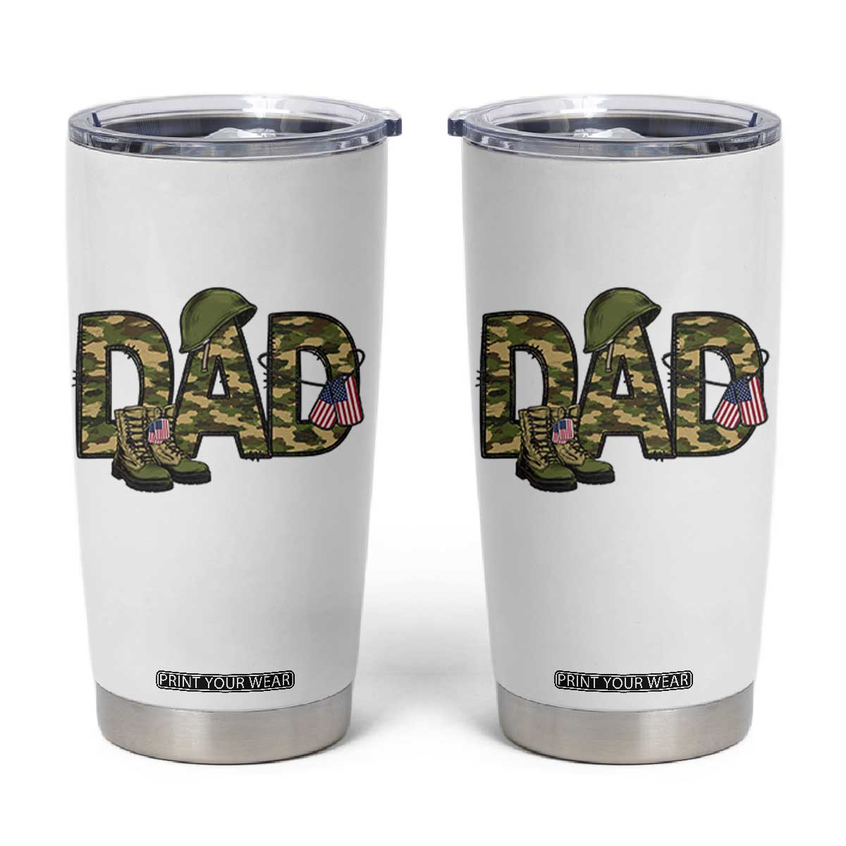 Proud Army Dad USA Flag Camo Tumbler Cup Fathers Day Gift TS12 White Print Your Wear