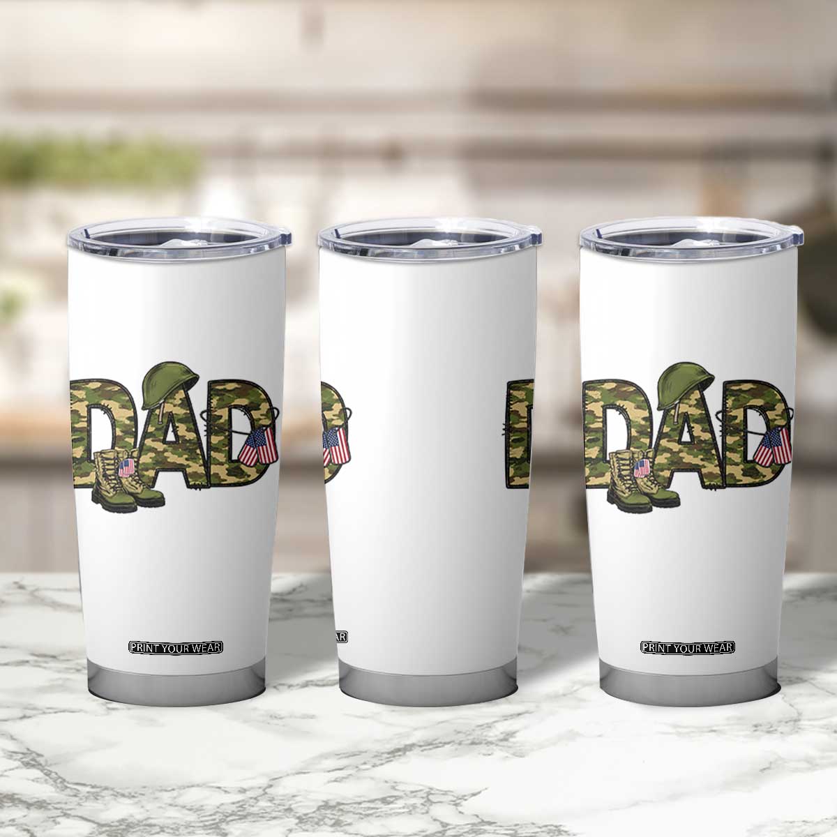 Proud Army Dad USA Flag Camo Tumbler Cup Fathers Day Gift TS12 Print Your Wear