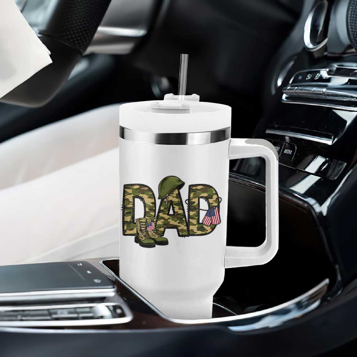 Proud Army Dad USA Flag Camo Tumbler With Handle Fathers Day Gift TS12 Print Your Wear