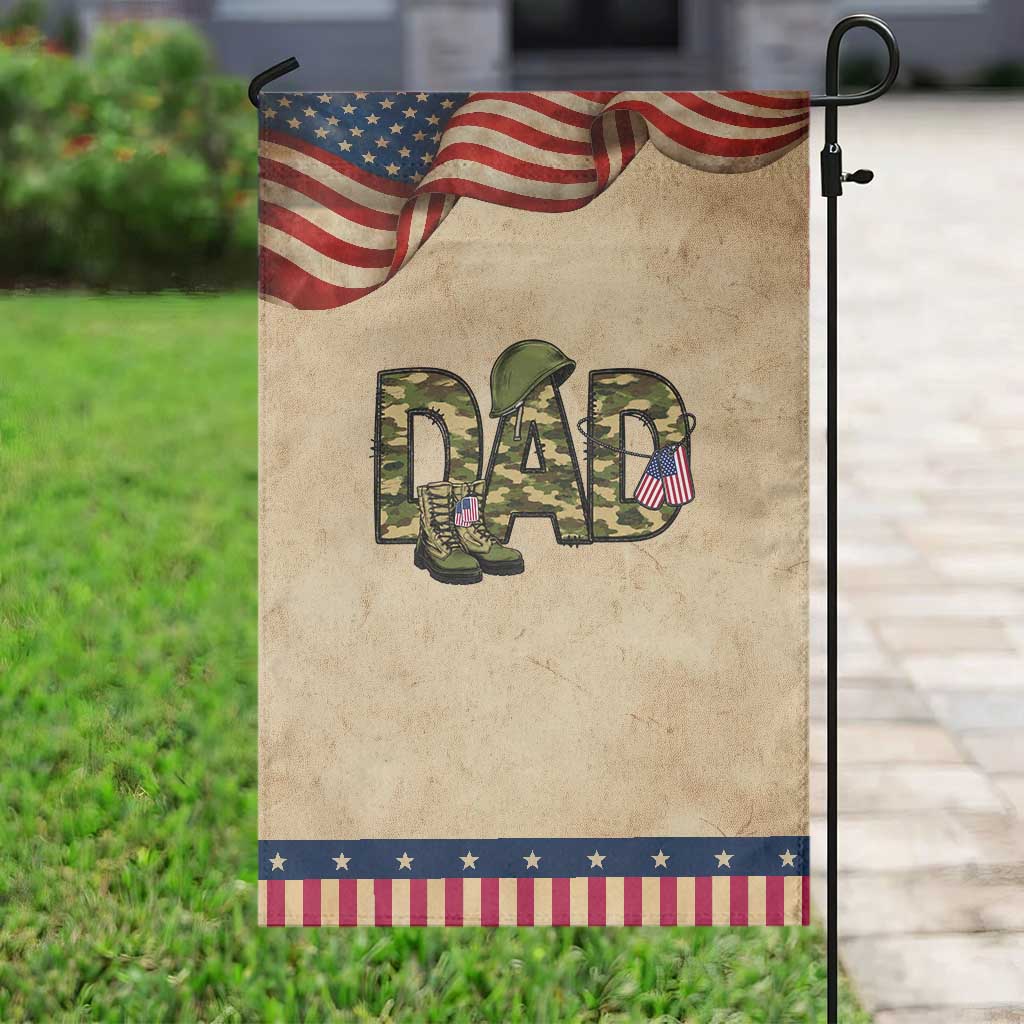 Proud Army Dad USA Flag Camo Patriotic Garden Flag Fathers Day Gift TS12 Vintage Rustic Tan Navy Print Your Wear
