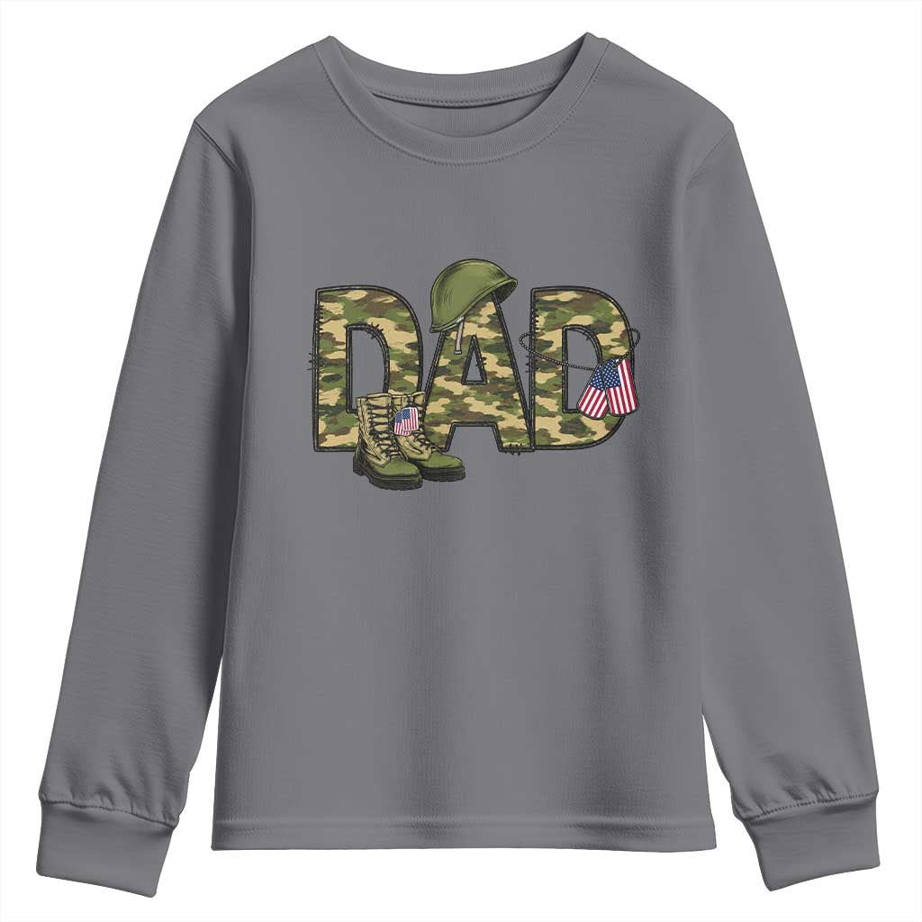 Proud Army Dad USA Flag Camo Youth Sweatshirt Fathers Day Gift TS12 Charcoal Print Your Wear