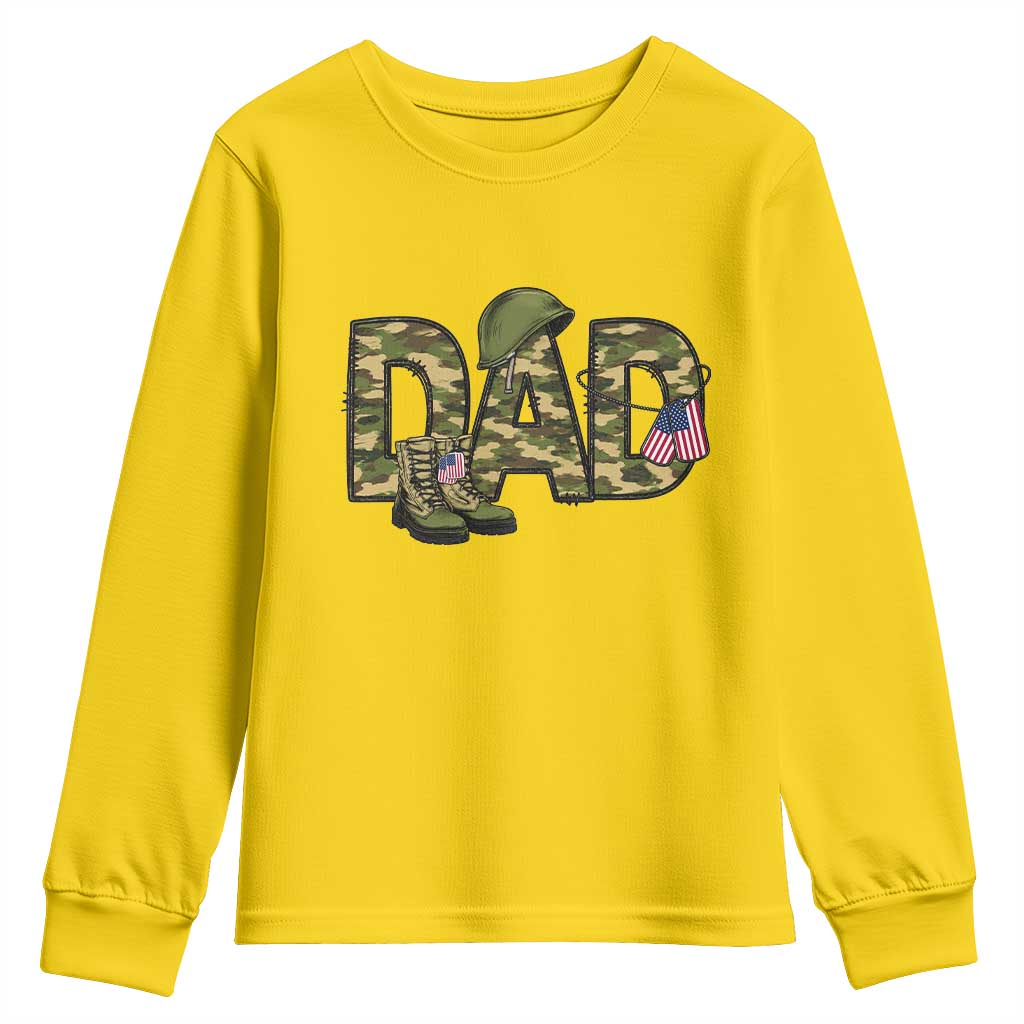Proud Army Dad USA Flag Camo Youth Sweatshirt Fathers Day Gift TS12 Daisy Print Your Wear