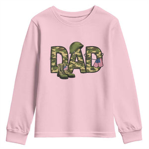 Proud Army Dad USA Flag Camo Youth Sweatshirt Fathers Day Gift TS12 Light Pink Print Your Wear