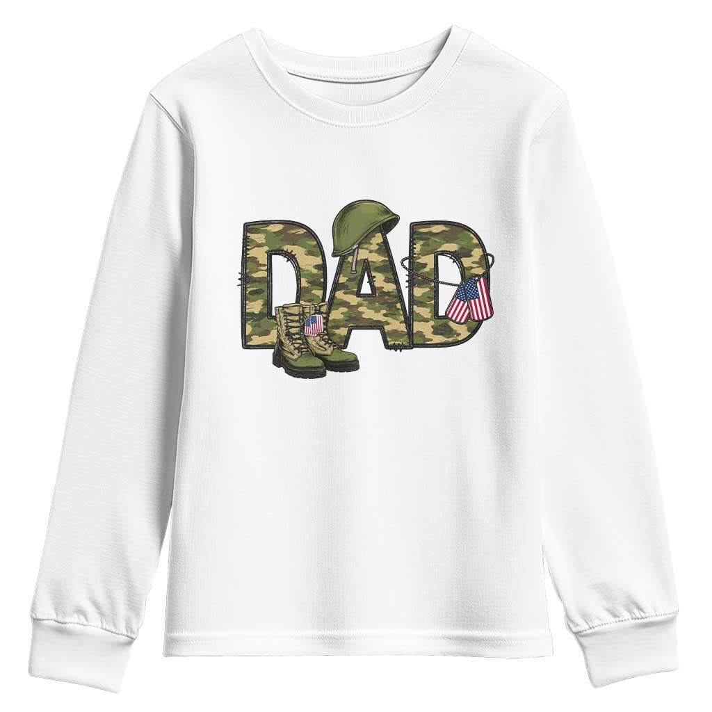 Proud Army Dad USA Flag Camo Youth Sweatshirt Fathers Day Gift TS12 White Print Your Wear