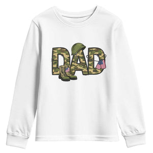 Proud Army Dad USA Flag Camo Youth Sweatshirt Fathers Day Gift TS12 White Print Your Wear