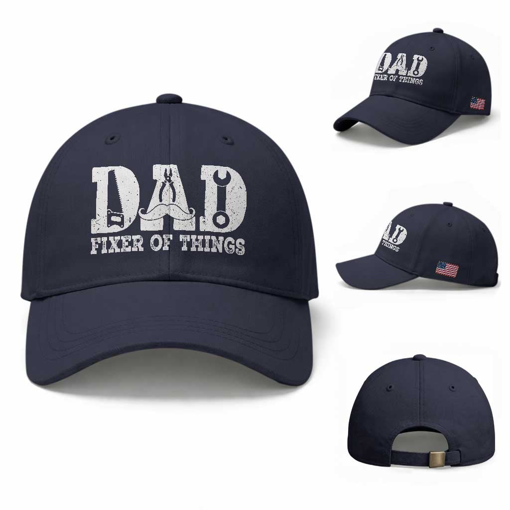 Handyman Dad Fixer Of Everything Baseball Cap Funny Garage Papa TS12 Baseball Cap Universal Fit Navy Print Your Wear