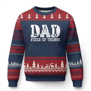 Handyman Dad Fixer Of Everything Ugly Christmas Sweater Funny Garage Papa TS12 Navy Red Print Your Wear