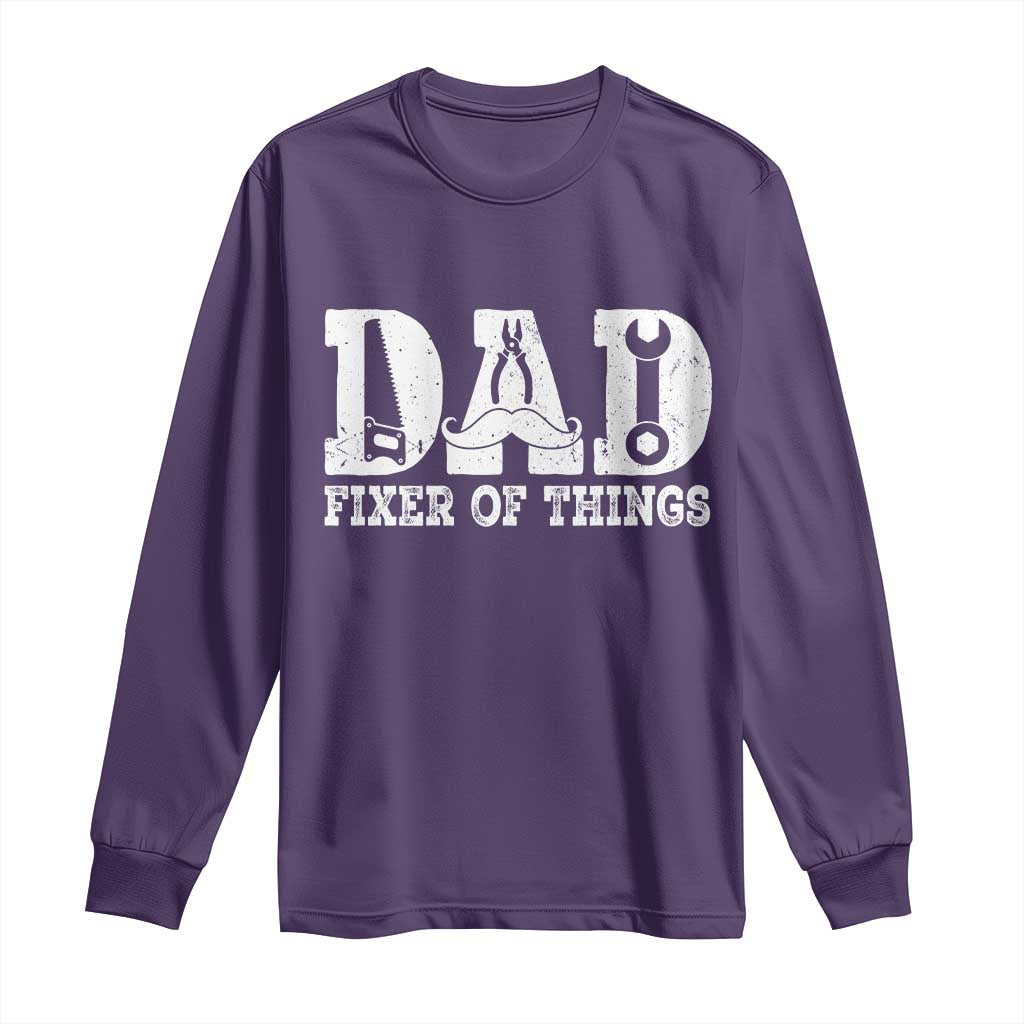 Handyman Dad Fixer Of Everything Long Sleeve Shirt Funny Garage Papa TS12 Purple Print Your Wear