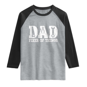 Handyman Dad Fixer Of Everything Raglan Shirt Funny Garage Papa TS12 Heather Gray Black Print Your Wear