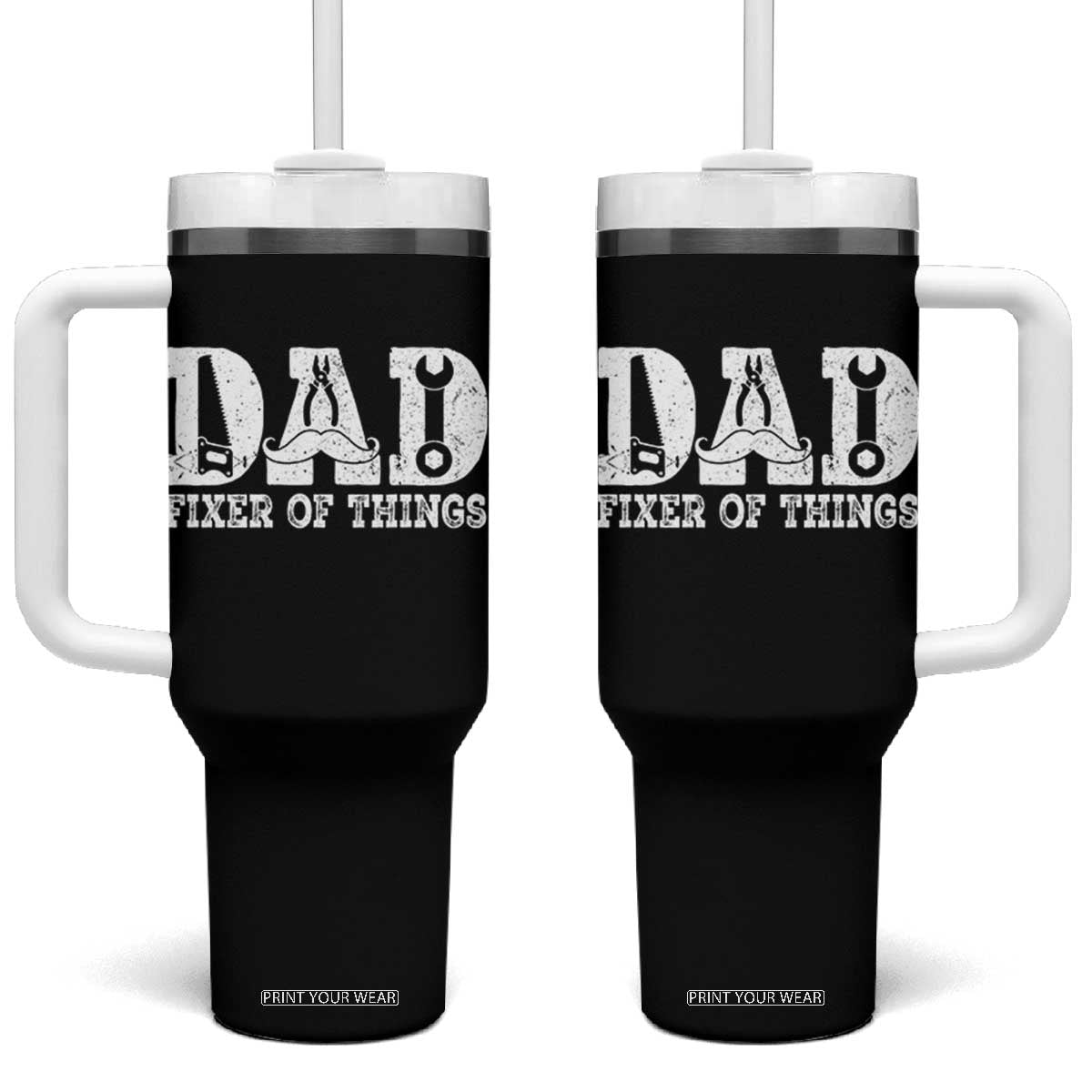 Handyman Dad Fixer Of Everything Tumbler With Handle Funny Garage Papa TS12 One Size: 40 oz Black Print Your Wear