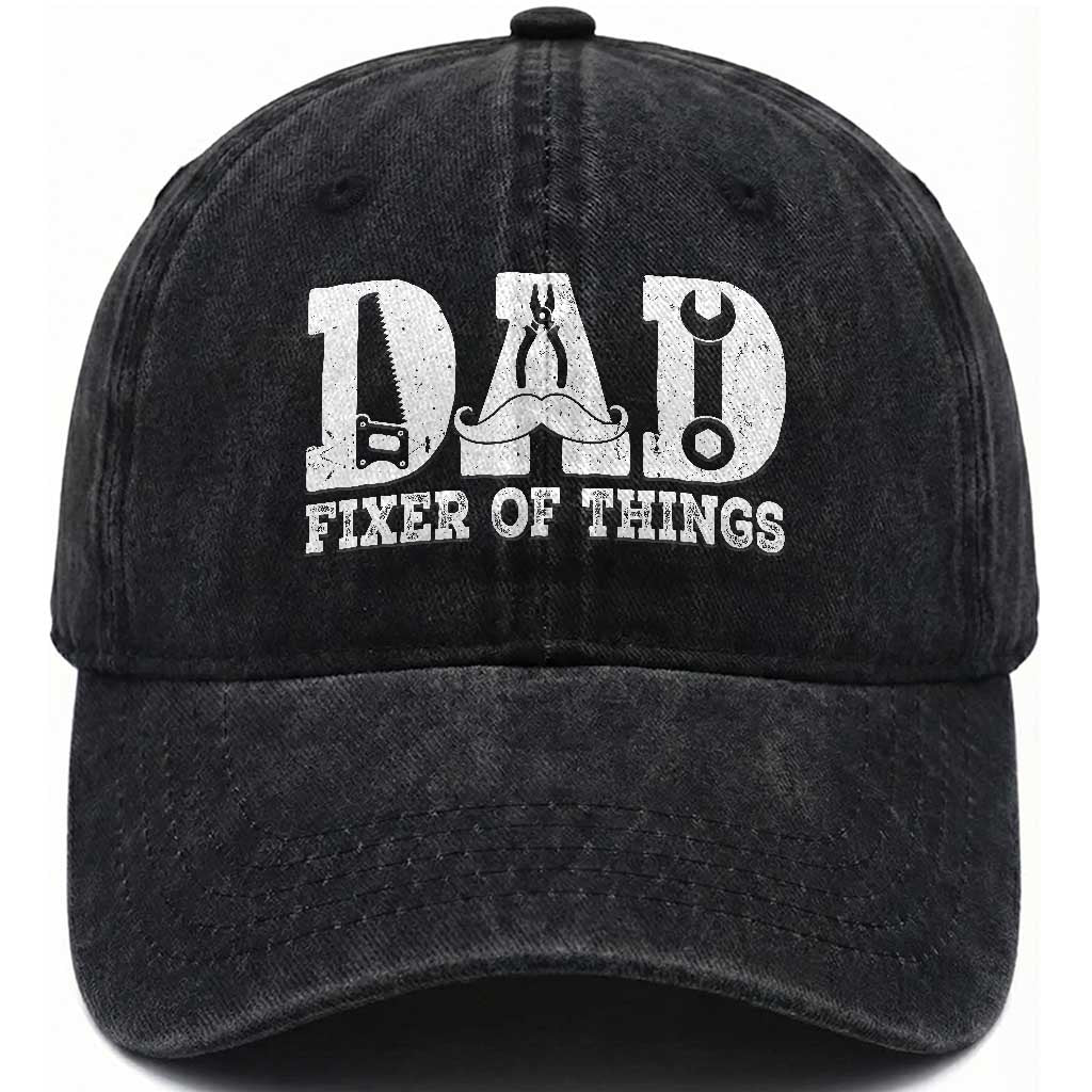 Handyman Dad Fixer Of Everything Washed Cotton Baseball Cap Funny Garage Papa TS12 Print Your Wear