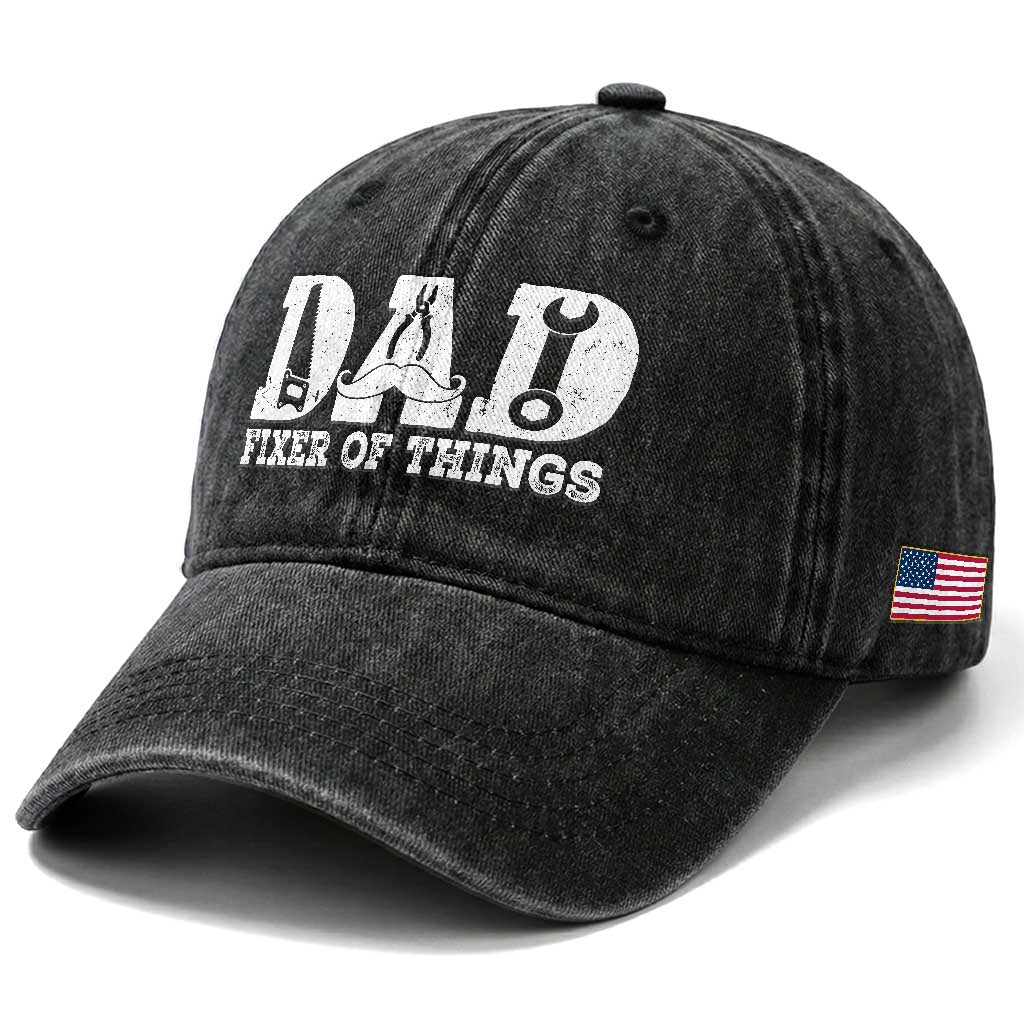 Handyman Dad Fixer Of Everything Washed Cotton Baseball Cap Funny Garage Papa TS12 Print Your Wear