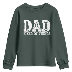Handyman Dad Fixer Of Everything Youth Sweatshirt Funny Garage Papa TS12 Dark Forest Green Print Your Wear