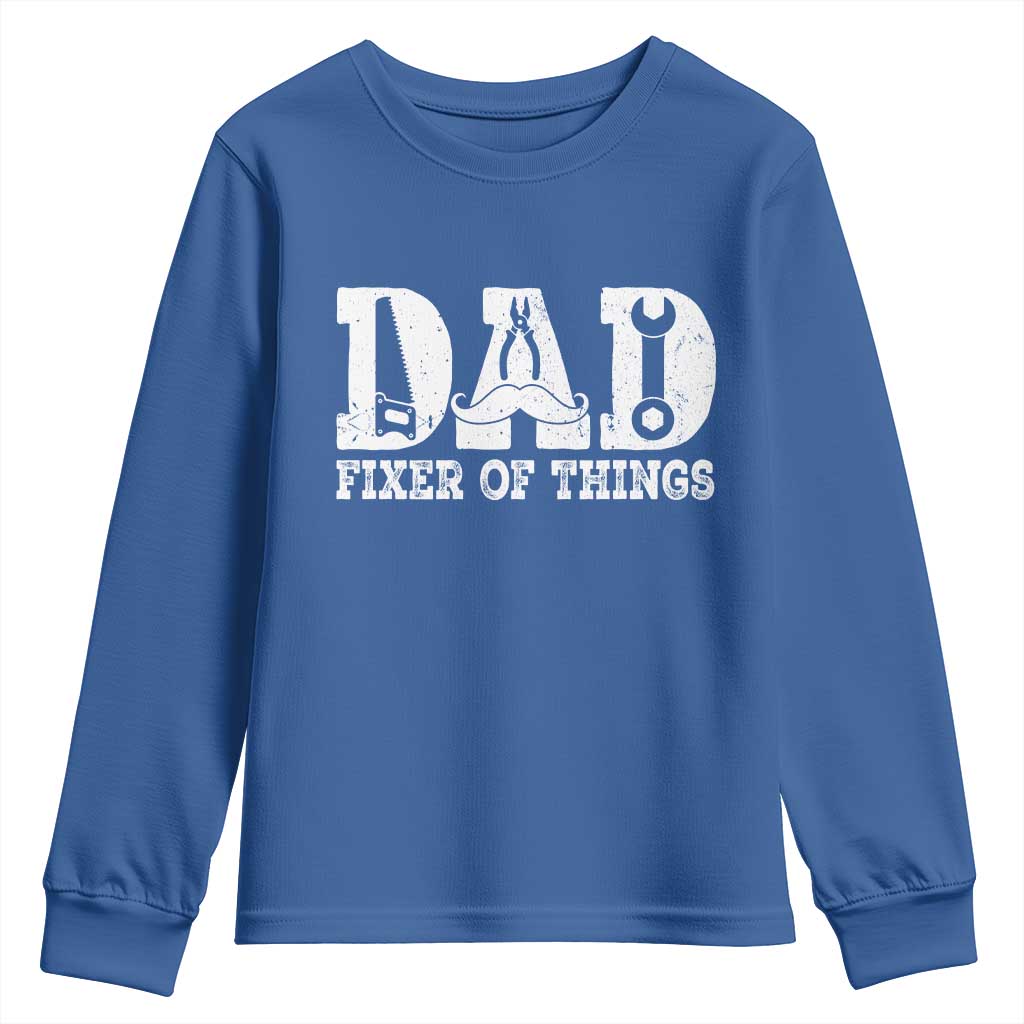Handyman Dad Fixer Of Everything Youth Sweatshirt Funny Garage Papa TS12 Royal Blue Print Your Wear