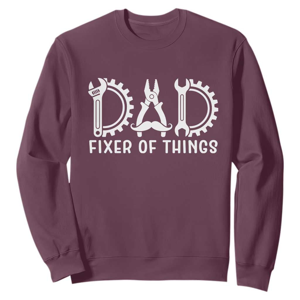 Dad Fixer Of Everything Garage Life Sweatshirt Auto Mechanic Fathers Day Gift TS12 Maroon Print Your Wear