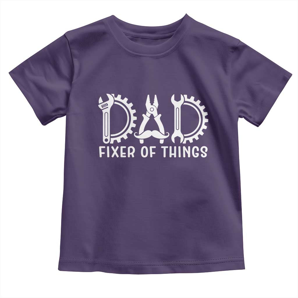Dad Fixer Of Everything Garage Life Toddler T Shirt Auto Mechanic Fathers Day Gift TS12 Purple Print Your Wear