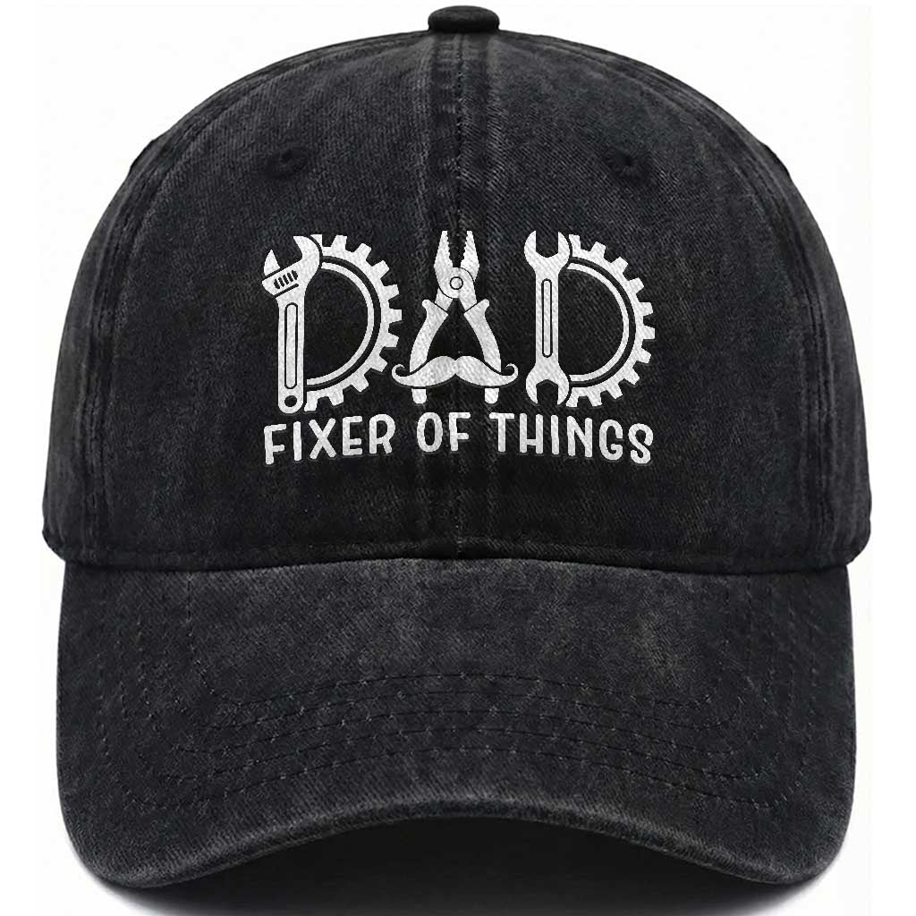Dad Fixer Of Everything Garage Life Washed Cotton Baseball Cap Auto Mechanic Fathers Day Gift TS12 Print Your Wear