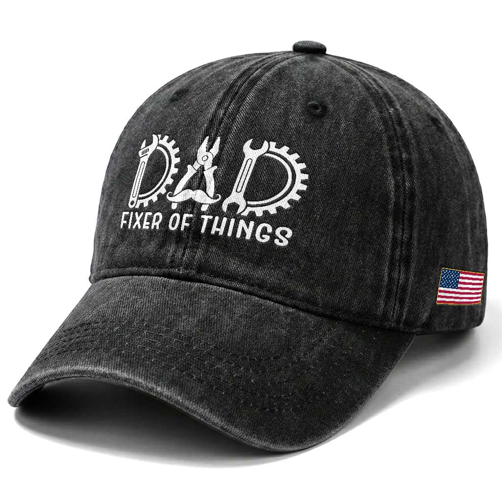 Dad Fixer Of Everything Garage Life Washed Cotton Baseball Cap Auto Mechanic Fathers Day Gift TS12 Print Your Wear