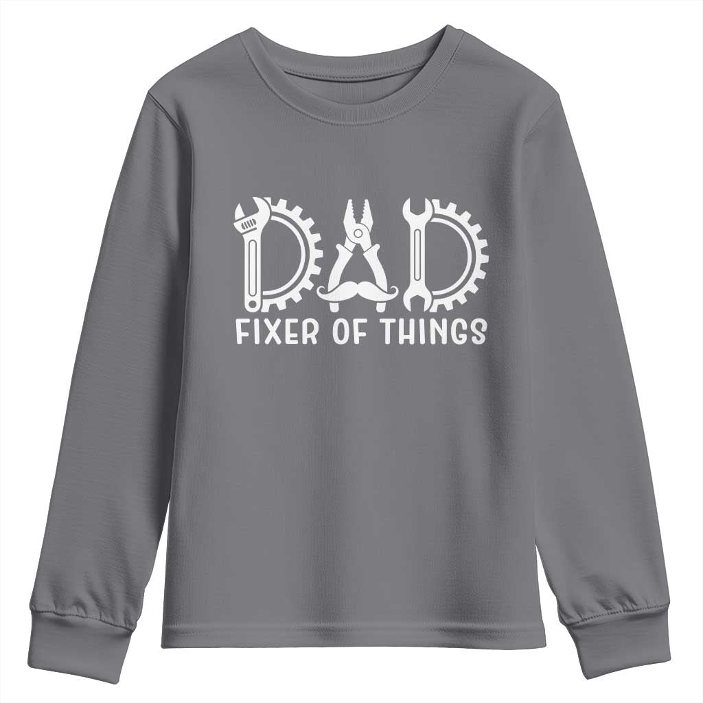 Dad Fixer Of Everything Garage Life Youth Sweatshirt Auto Mechanic Fathers Day Gift TS12 Charcoal Print Your Wear