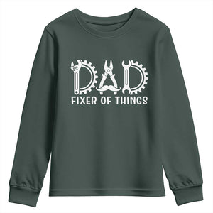 Dad Fixer Of Everything Garage Life Youth Sweatshirt Auto Mechanic Fathers Day Gift TS12 Dark Forest Green Print Your Wear