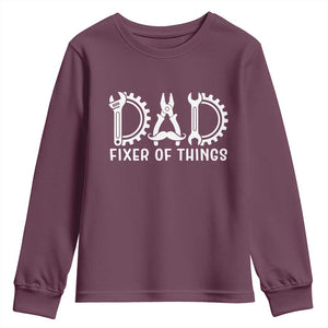 Dad Fixer Of Everything Garage Life Youth Sweatshirt Auto Mechanic Fathers Day Gift TS12 Maroon Print Your Wear