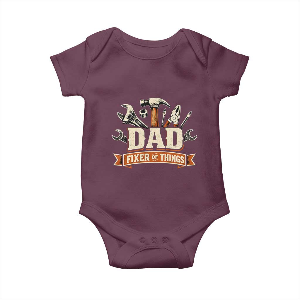 Mechanic Dad Fixer Of All Things Baby Onesie Funny Auto Repair Fathers Day TS12 Maroon Print Your Wear