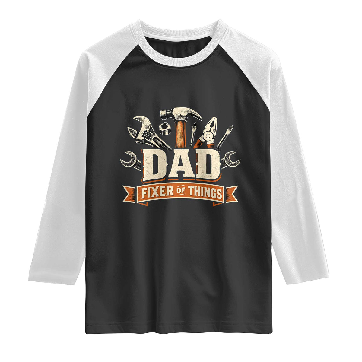 Mechanic Dad Fixer Of All Things Raglan Shirt Funny Auto Repair Fathers Day TS12 Black White Print Your Wear