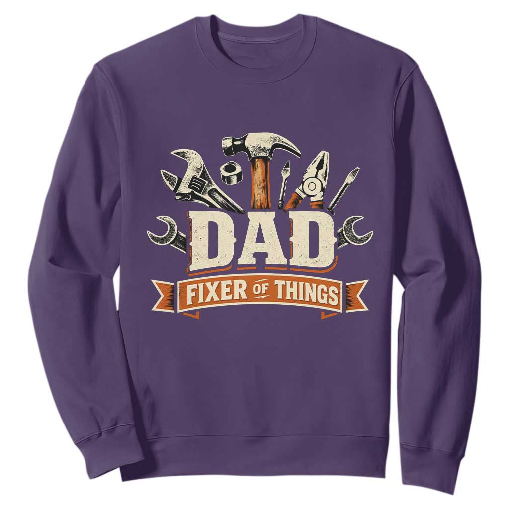 Mechanic Dad Fixer Of All Things Sweatshirt Funny Auto Repair Fathers Day TS12 Purple Print Your Wear