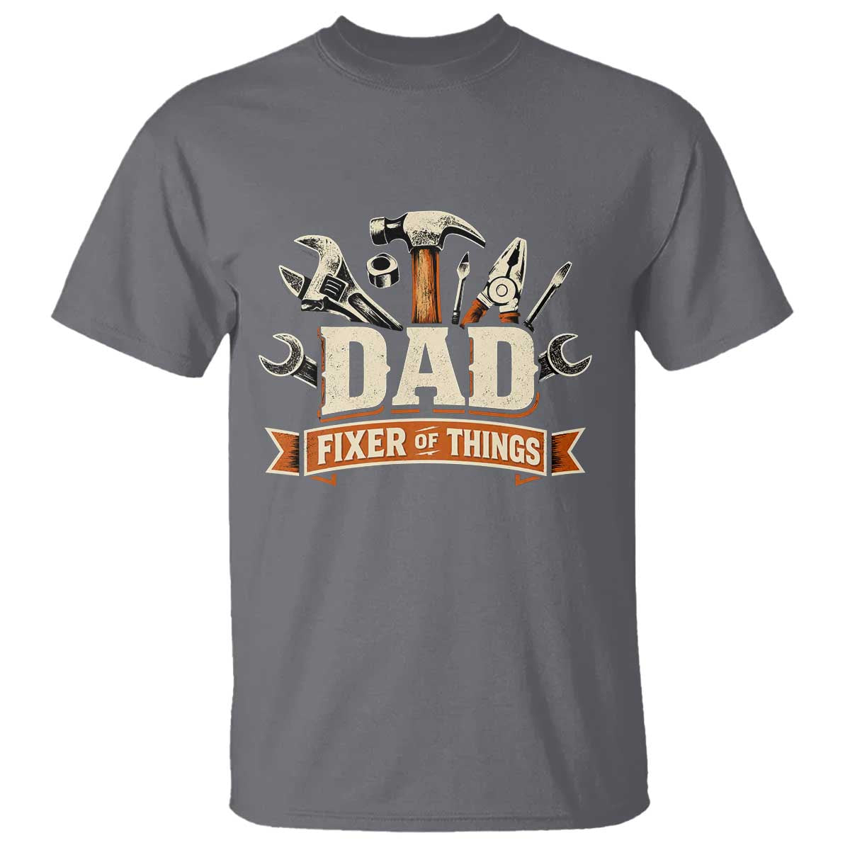 Mechanic Dad Fixer Of All Things T Shirt Funny Auto Repair Fathers Day TS12 Charcoal Print Your Wear