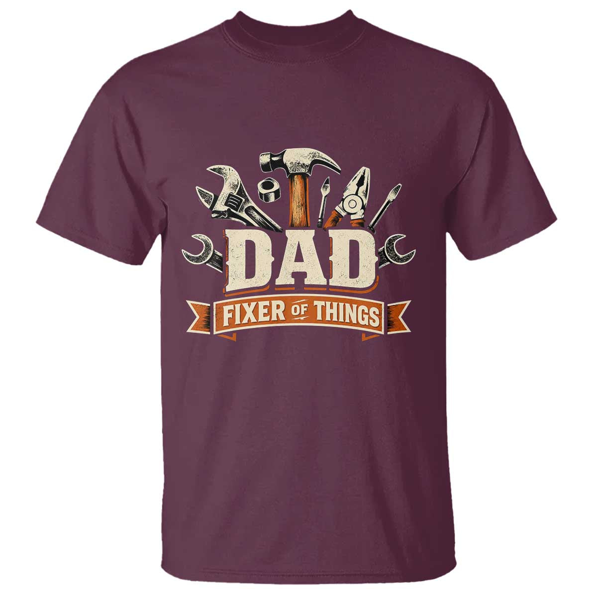 Mechanic Dad Fixer Of All Things T Shirt Funny Auto Repair Fathers Day TS12 Maroon Print Your Wear