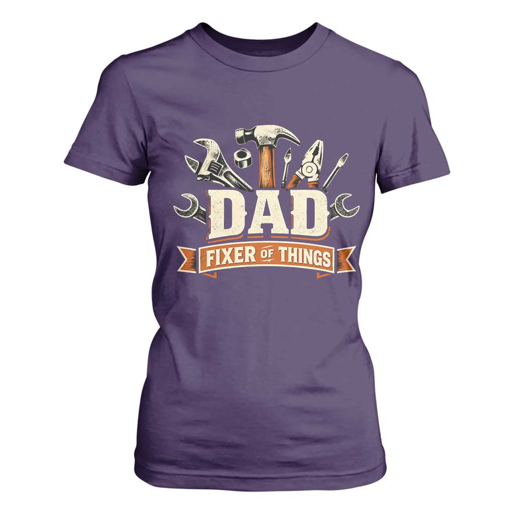 Mechanic Dad Fixer Of All Things T Shirt For Women Funny Auto Repair Fathers Day TS12 Purple Print Your Wear