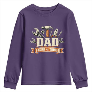 Mechanic Dad Fixer Of All Things Youth Sweatshirt Funny Auto Repair Fathers Day TS12 Purple Print Your Wear