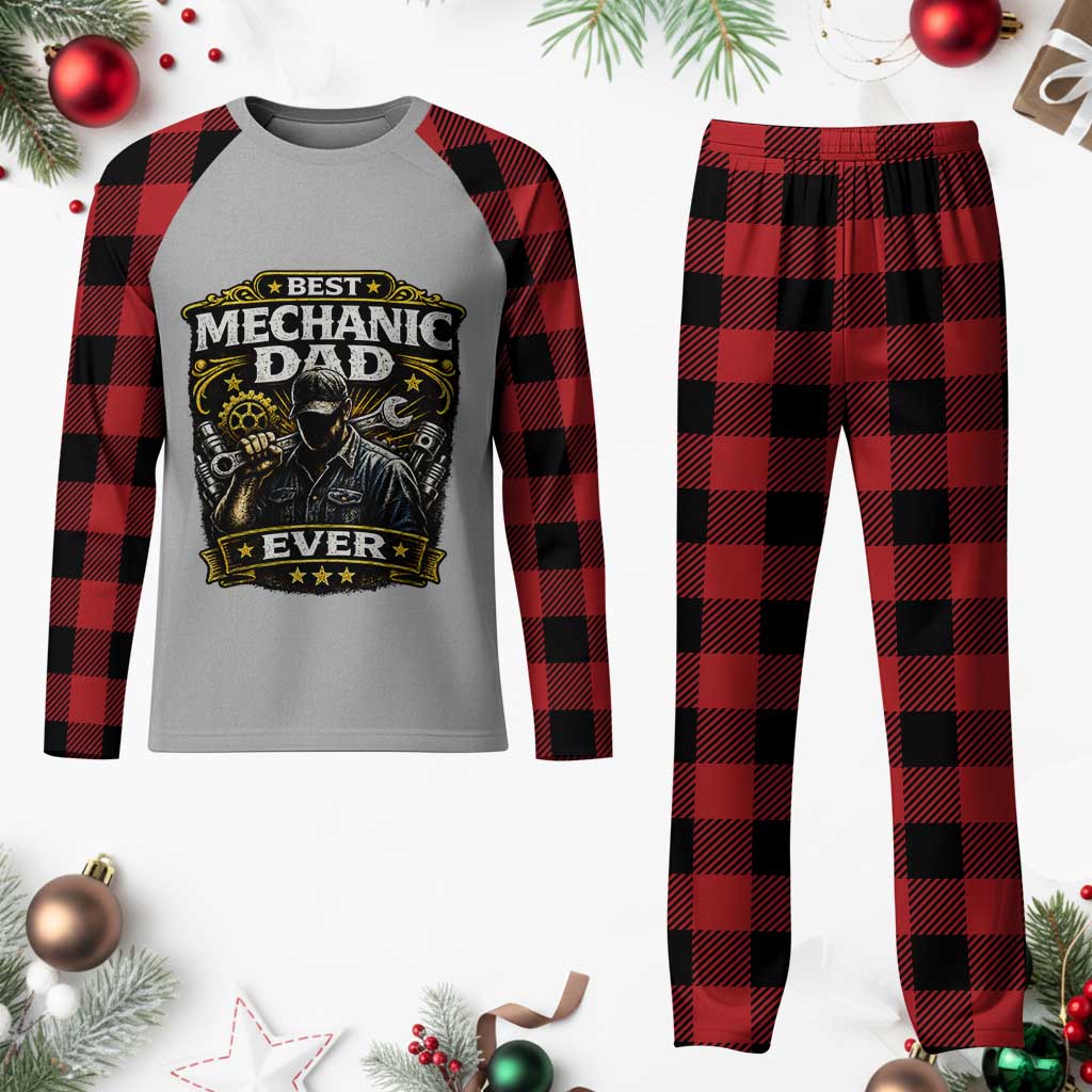 Best Mechanic Dad Ever Plaid Pajama Set Auto Repair Fathers Day Graphic TS12 Buffalo Plaid Print Your Wear