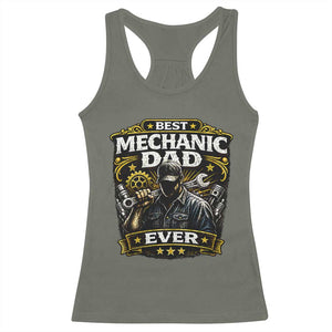 Best Mechanic Dad Ever Racerback Tank Top Auto Repair Fathers Day Graphic TS12 Military Green Print Your Wear