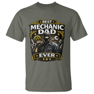 Best Mechanic Dad Ever T Shirt Auto Repair Fathers Day Graphic TS12 Military Green Print Your Wear