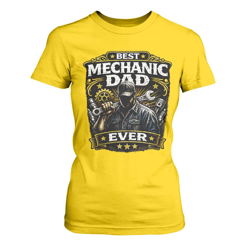 Best Mechanic Dad Ever T Shirt For Women Auto Repair Fathers Day Graphic TS12 Daisy Print Your Wear