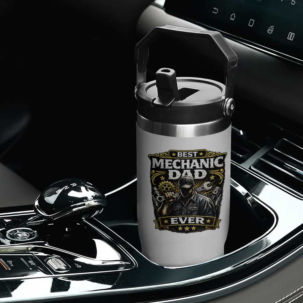 Best Mechanic Dad Ever Flip Straw Tumbler Auto Repair Fathers Day Graphic TS12 Print Your Wear