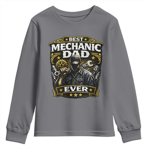 Best Mechanic Dad Ever Youth Sweatshirt Auto Repair Fathers Day Graphic TS12 Charcoal Print Your Wear