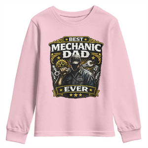 Best Mechanic Dad Ever Youth Sweatshirt Auto Repair Fathers Day Graphic TS12 Light Pink Print Your Wear