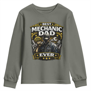 Best Mechanic Dad Ever Youth Sweatshirt Auto Repair Fathers Day Graphic TS12 Military Green Print Your Wear