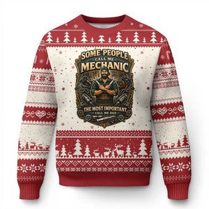 Some People Call Me Mechanic Important Call Me Dad Ugly Christmas Sweater Fathers Day Gift TS12 Beige Red Print Your Wear