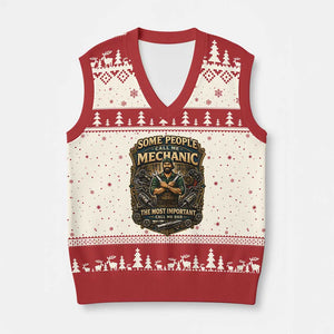 Some People Call Me Mechanic Important Call Me Dad V-Neck Knit Sweater Vest Fathers Day Gift TS12 Beige Red Print Your Wear