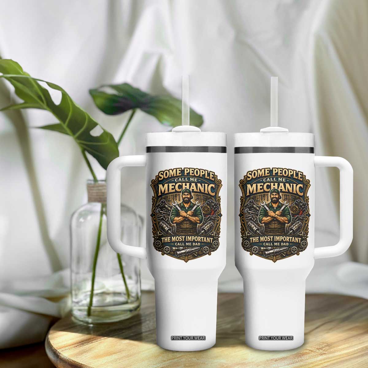 Some People Call Me Mechanic Important Call Me Dad Tumbler With Handle Fathers Day Gift TS12 Print Your Wear