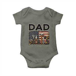 Mechanic Dad American Flag Baby Onesie If He Cant Fix It No One Can TS12 Military Green Print Your Wear